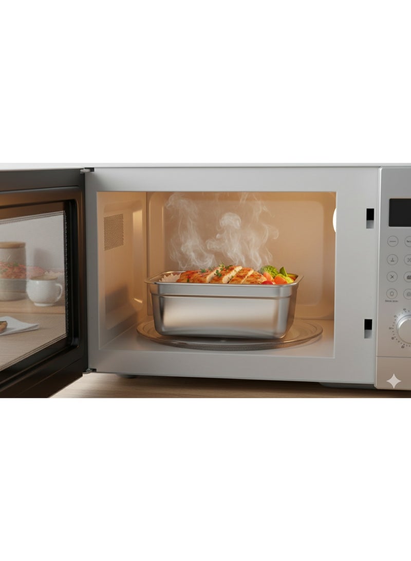 طقم أوعية حفظ طعام ستانلس ستيل محكمة الغلق 5 قطع | علب تخزين طعام فاخرة من الفولاذ المقاوم للصدأ Food Grade BPA Free | صالحة للميكروويف والفرن والفريزر وغسالة الأطباق | أغطية سيليكون مانعة للتسرب 360° | تصميم متداخل موفر للمساحة | مقاومة للتآكل والروائح والبقع | سعات متعددة 2200 / 2000 / 1500 / 1200 / 600 مل - Image 3